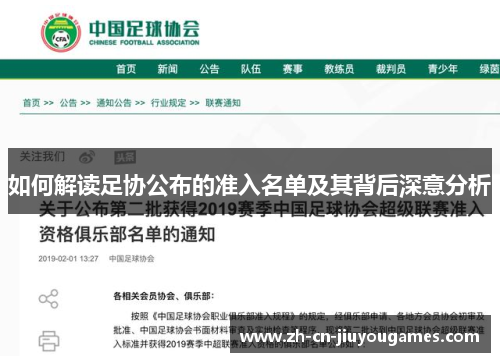 如何解读足协公布的准入名单及其背后深意分析