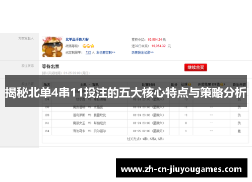 揭秘北单4串11投注的五大核心特点与策略分析